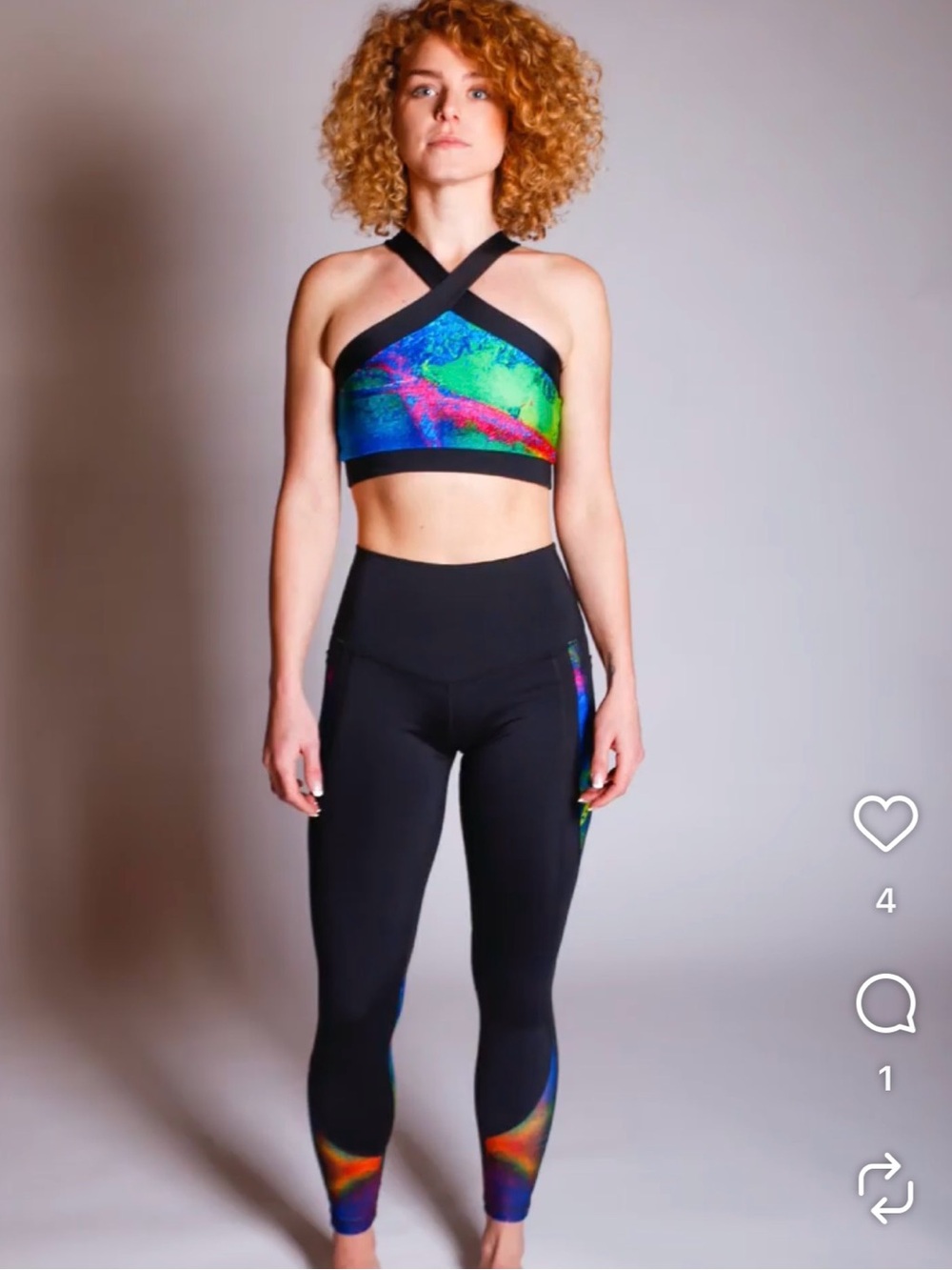 3pc Brio Soul Black High-Waist Leggings, cross halter bra top and cheeky bottoms